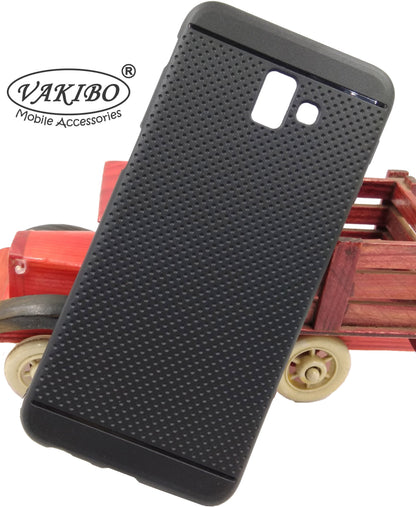 VAKIBO Dotted Design Black Coloured Soft TPU Back Cover Case Suitable for Samsung Galaxy J6 Plus