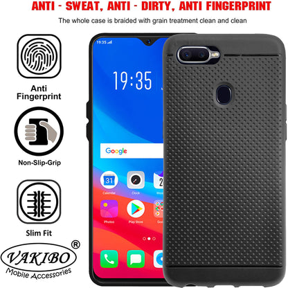 VAKIBO Dotted Design Black Coloured Soft TPU Back Cover Case Suitable for Oppo A12