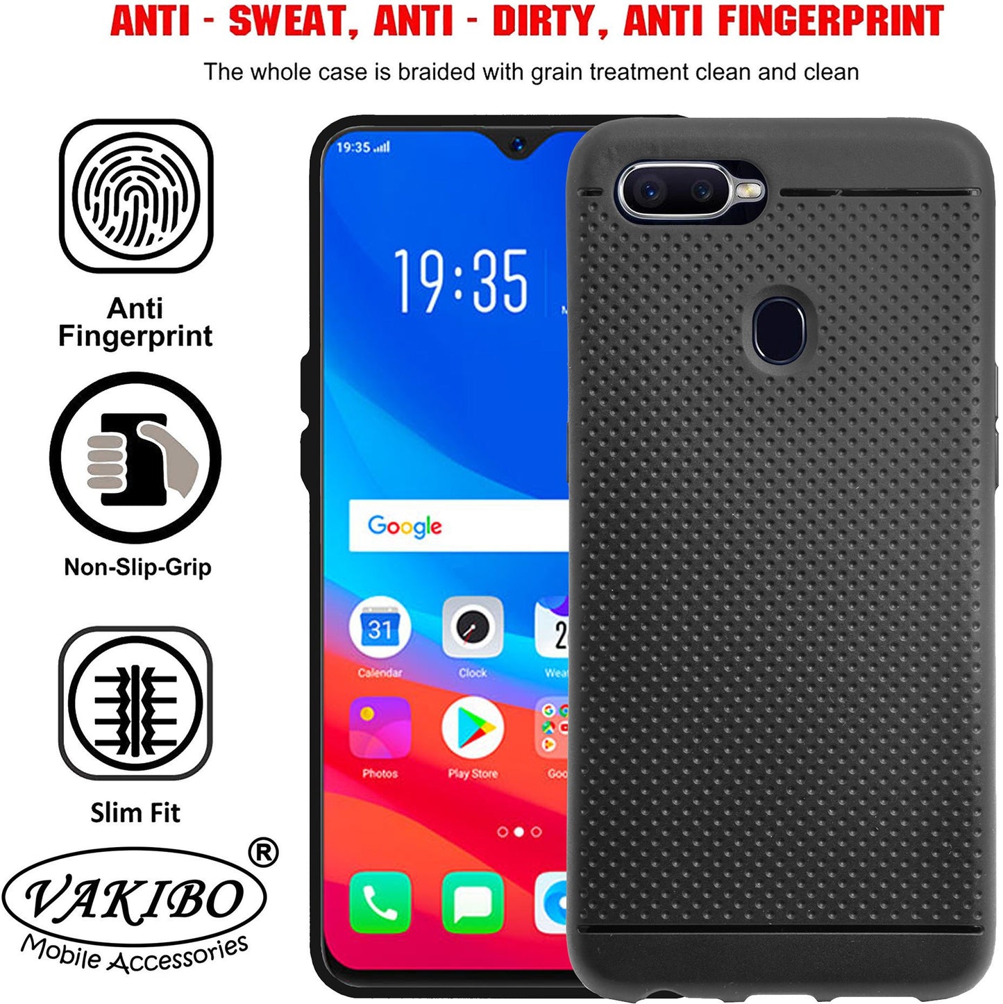 VAKIBO Dotted Design Black Coloured Soft TPU Back Cover Case Suitable for Oppo A5