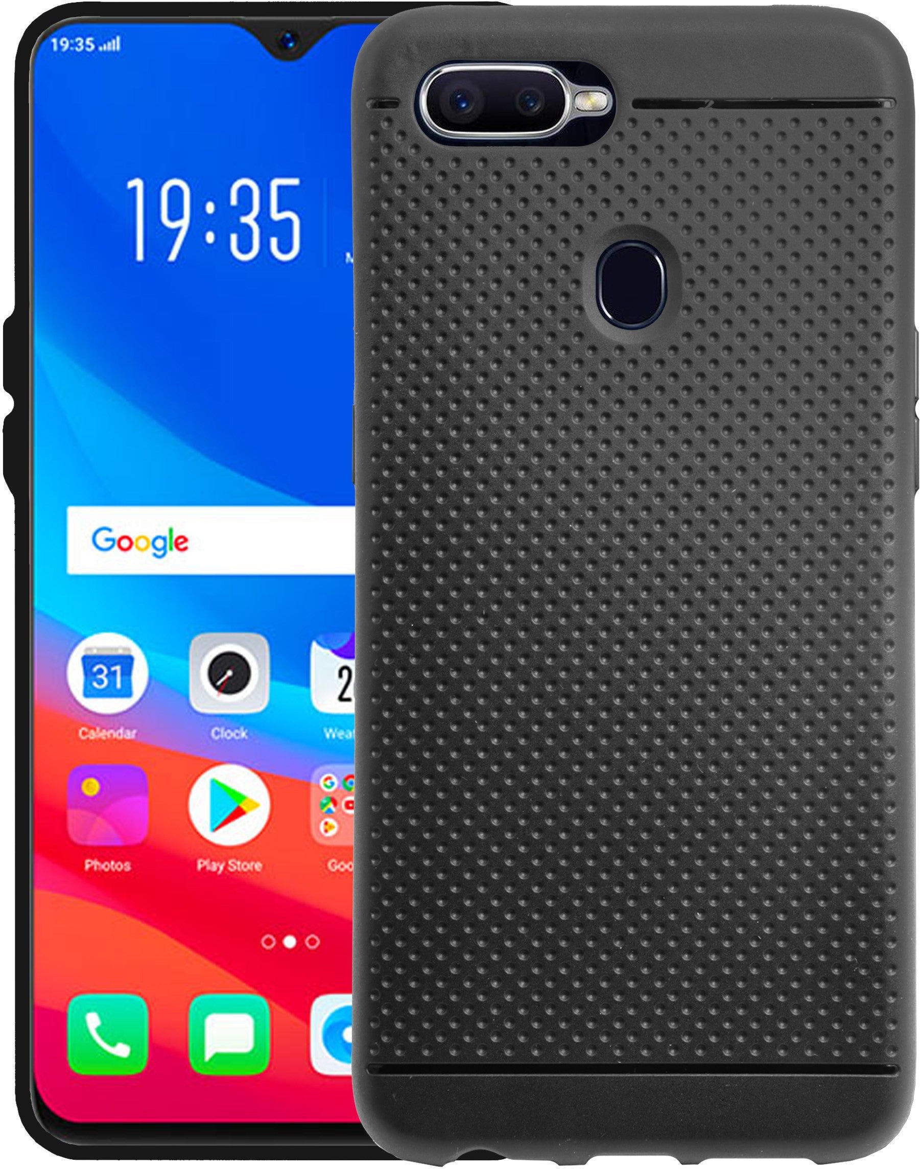 VAKIBO Dotted Design Black Coloured Soft TPU Back Cover Case Suitable for Realme U1
