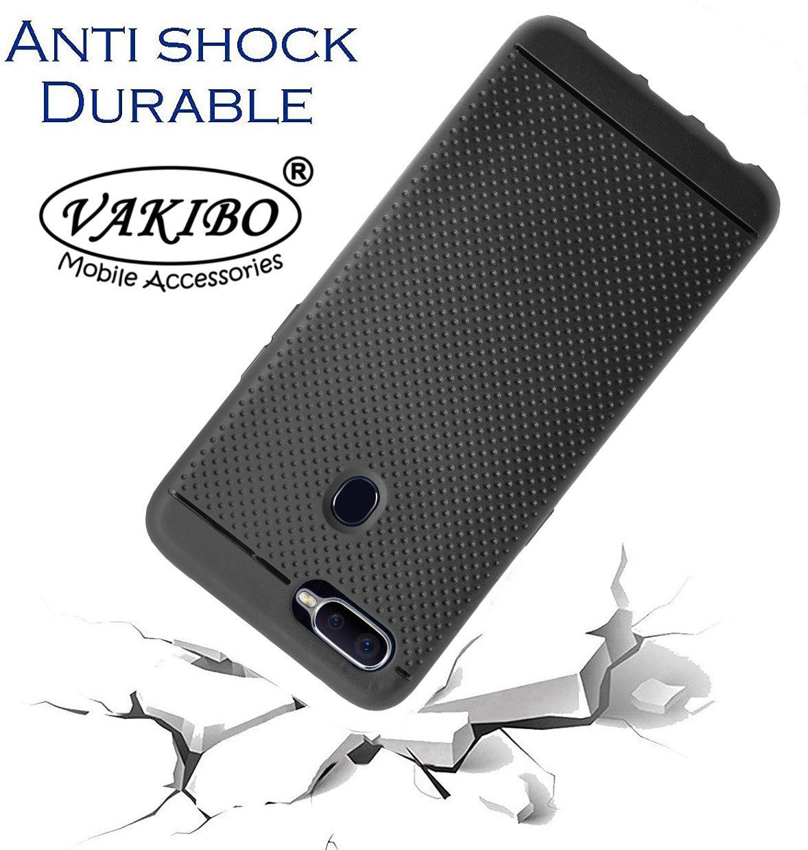 VAKIBO Dotted Design Black Coloured Soft TPU Back Cover Case Suitable for Oppo F9 Pro