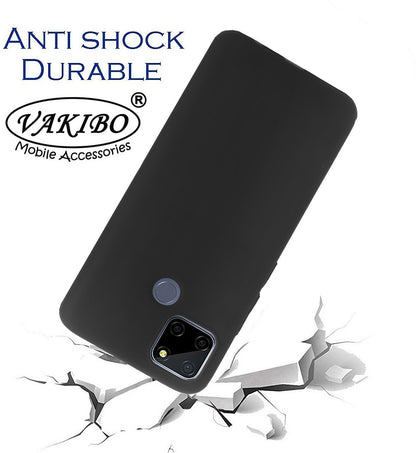 VAKIBO Matte Frosted Black Coloured Soft TPU Back Cover Case Suitable for Realme C25s
