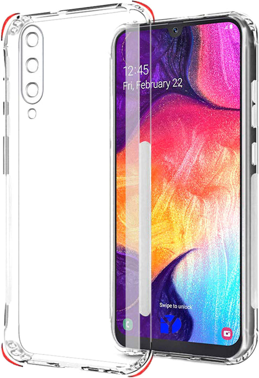 VAKIBO Super Premium Soft TPU Transparent Case With Dustplug,Side Grip,Corner Protection,lanyard Cuts,Camera Protection Suitable for Samsung A50