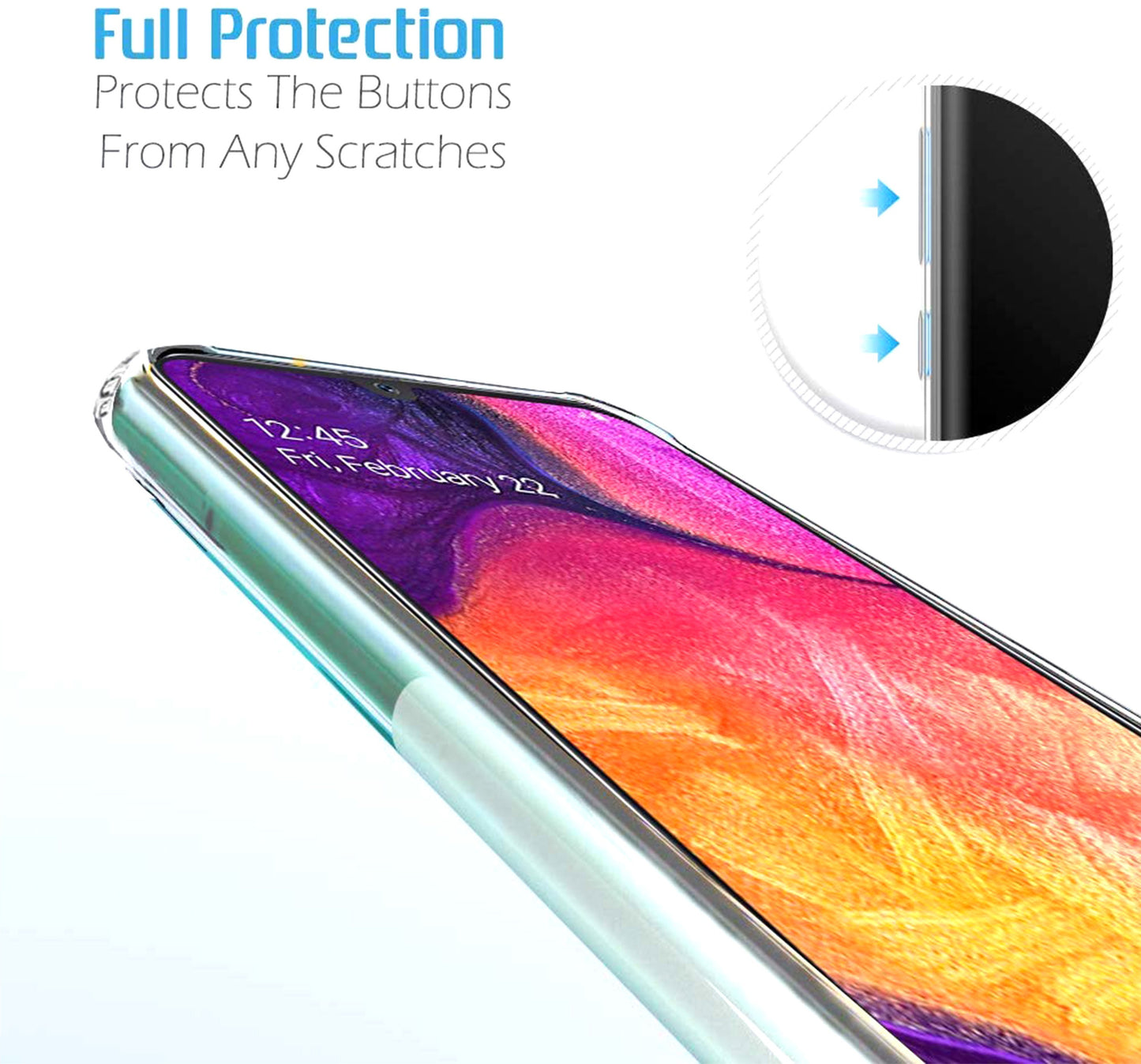 VAKIBO Super Premium Soft TPU Transparent Case With Dustplug,Side Grip,Corner Protection,lanyard Cuts,Camera Protection Suitable for Samsung A50s