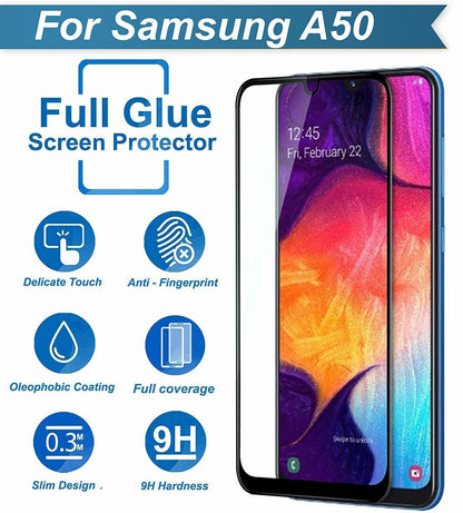 Super Premium Quality Tempered Glass Screen Guard Protector With Black Border Suitable For Samsung Galaxy M30