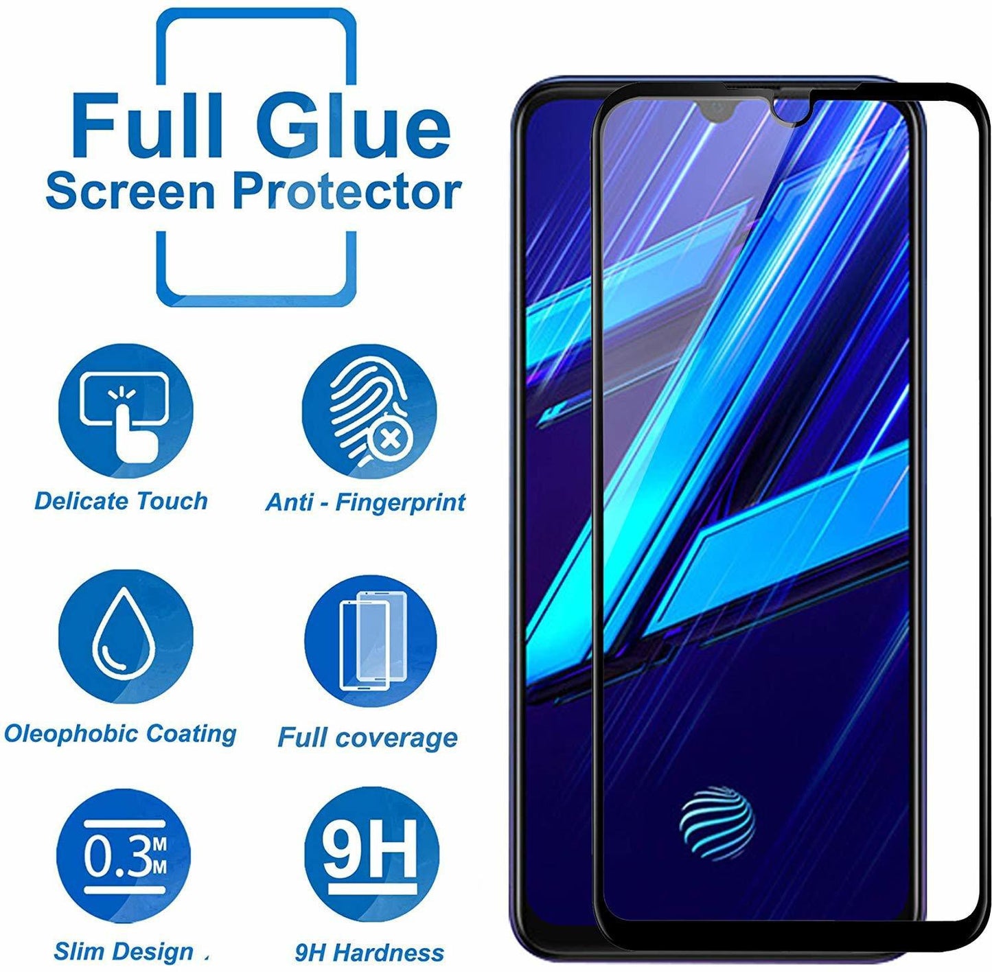 Super Premium Quality Tempered Glass Screen Guard Protector With Black Border Suitable For Vivo S1