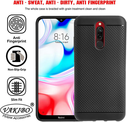 VAKIBO Dotted Design Black Coloured Soft TPU Back Cover Case Suitable for MI Redmi 8
