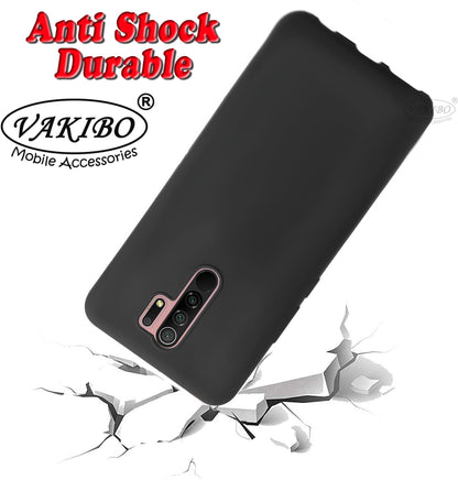 VAKIBO Matte Frosted Black Coloured Soft TPU Back Cover Case Suitable for Mi Redmi 9 Prime