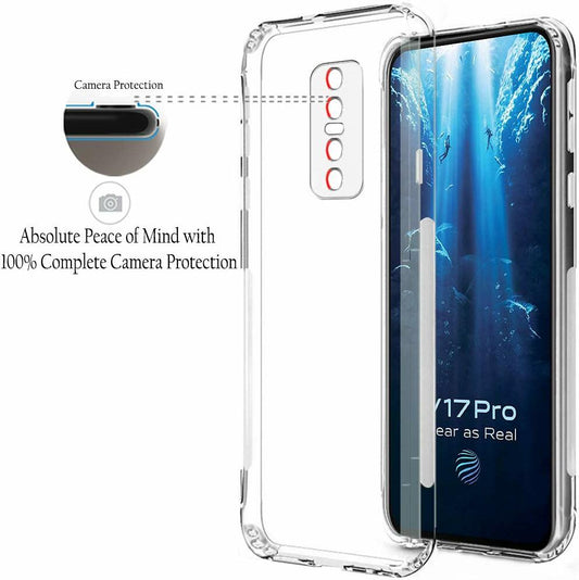 VAKIBO Super Premium Soft TPU Transparent Case With Dustplug,Side Grip,Corner Protection,lanyard Cuts,Camera Protection Suitable for Vivo V17 Pro
