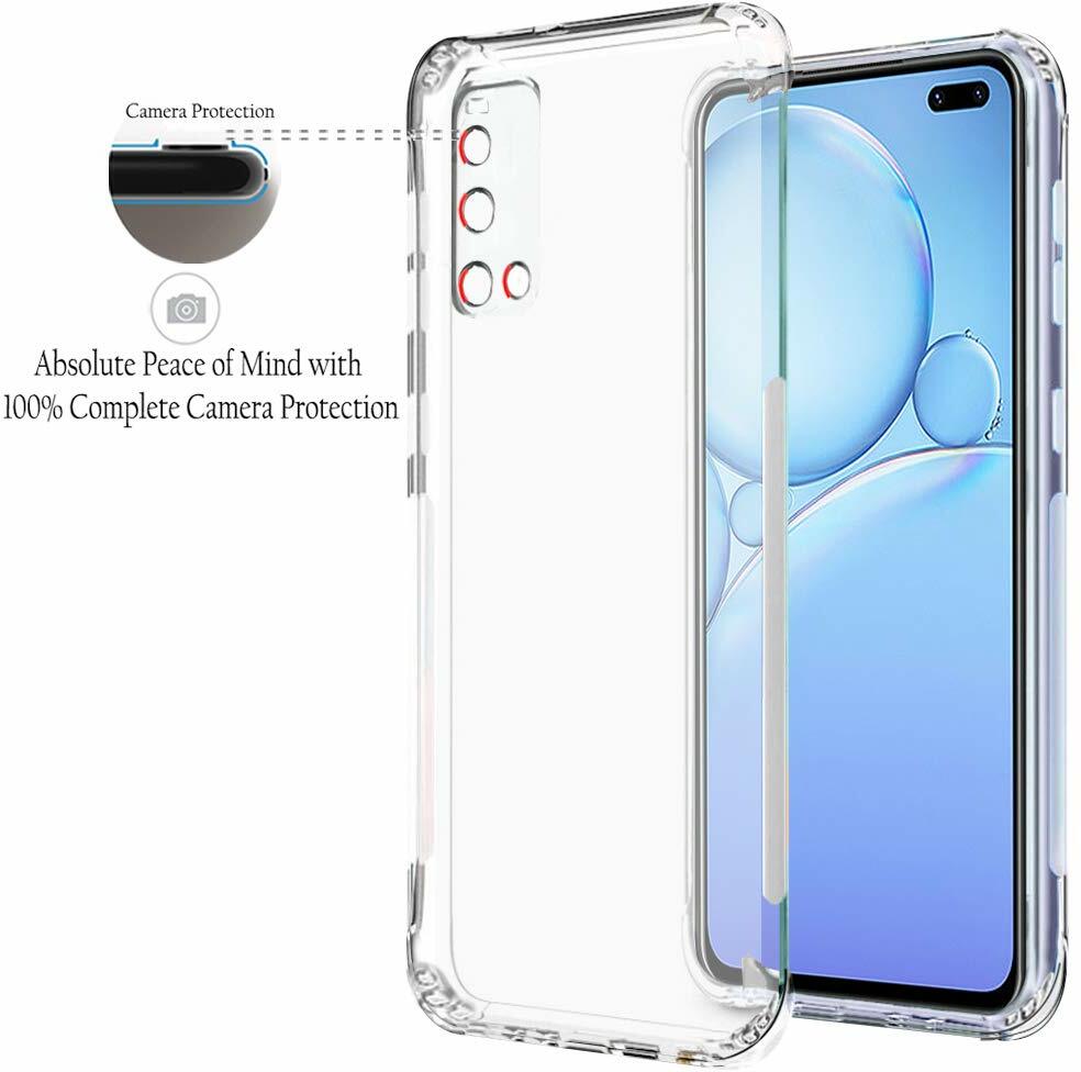 VAKIBO Super Premium Soft TPU Transparent Case With Dustplug,Side Grip,Corner Protection,lanyard Cuts,Camera Protection Suitable for Vivo V19