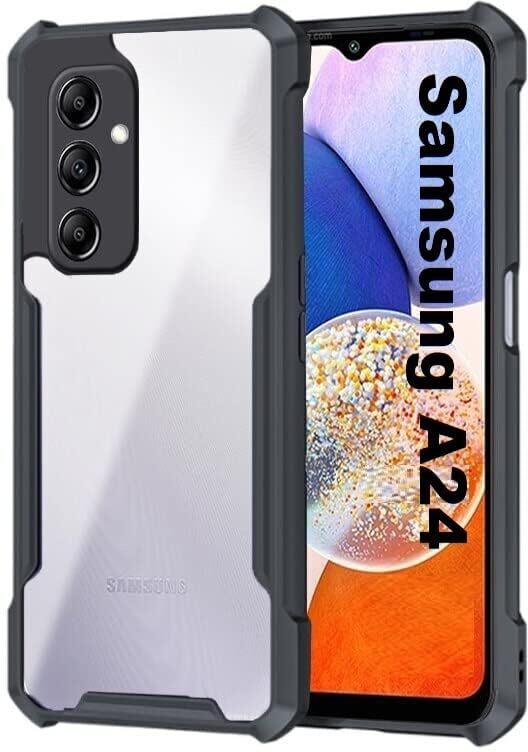 VAKIBO Best Selling Black and Transparent Back Cover Case Made With Soft TPU and Acrylic With 4 Corner and Camera Protection Suitable for Samsung Galaxy A24