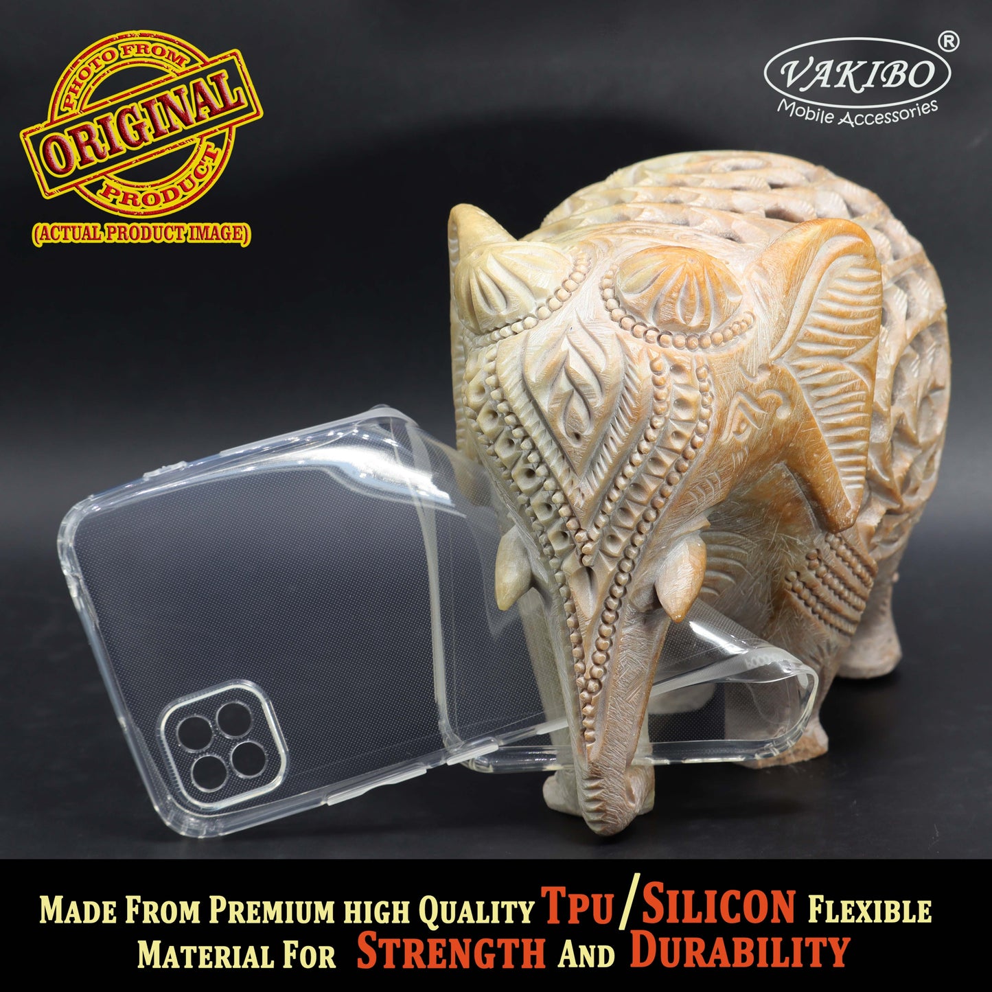 VAKIBO Super Premium Soft TPU Transparent Case With Dustplug,Side Grip,Corner Protection,lanyard Cuts,Camera Protection Suitable for Poco C3