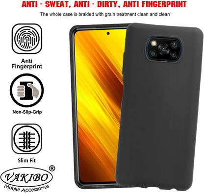 VAKIBO Matte Frosted Black Coloured Soft TPU Back Cover Case Suitable for Mi Poco X3 Pro