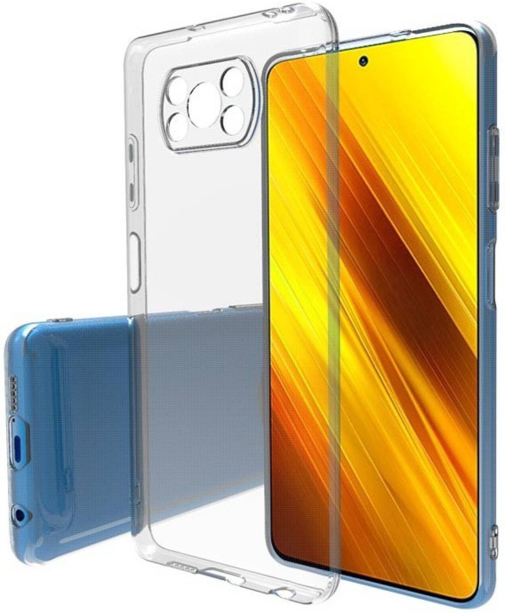 VAKIBO Super Premium Soft TPU Transparent Case With Dustplug,Side Grip,Corner Protection,lanyard Cuts,Camera Protection Suitable for Poco X3