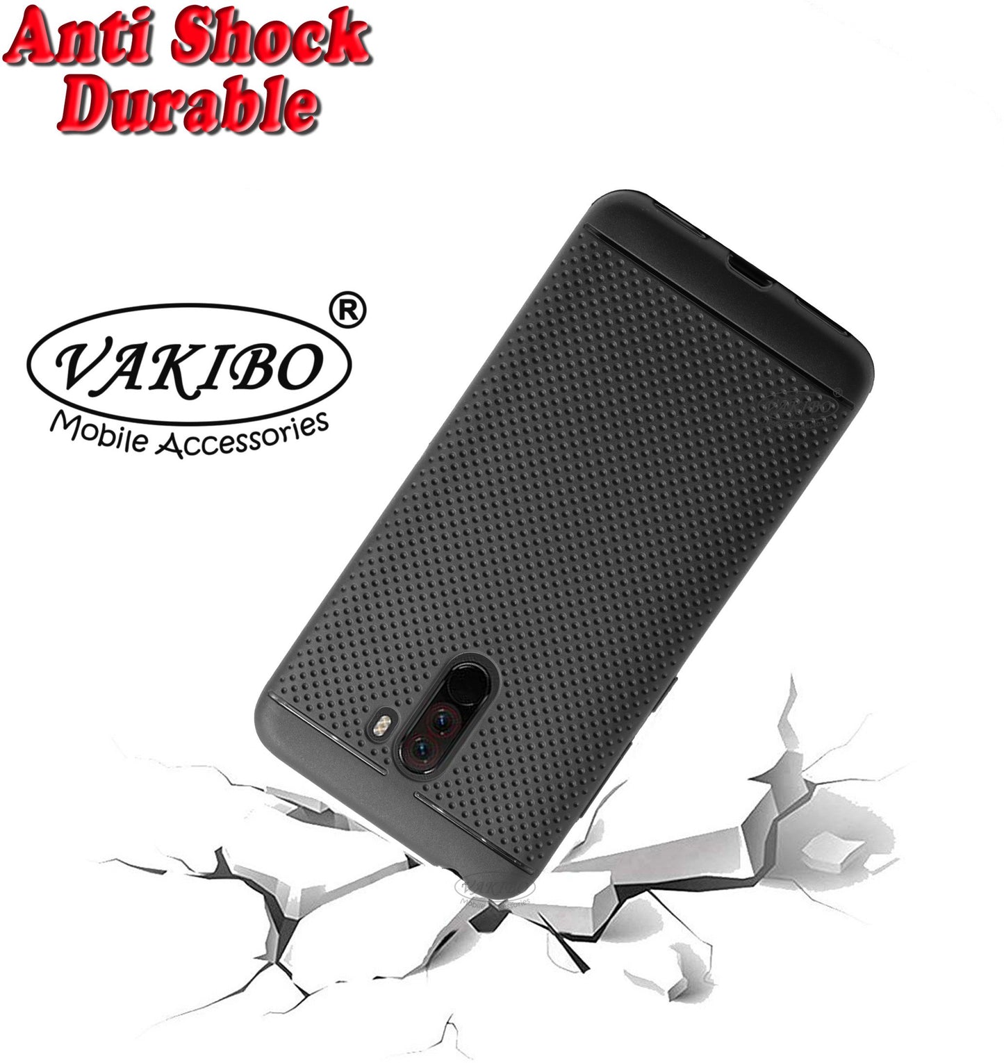 VAKIBO Dotted Design Black Coloured Soft TPU Back Cover Case Suitable for Mi Poco F1