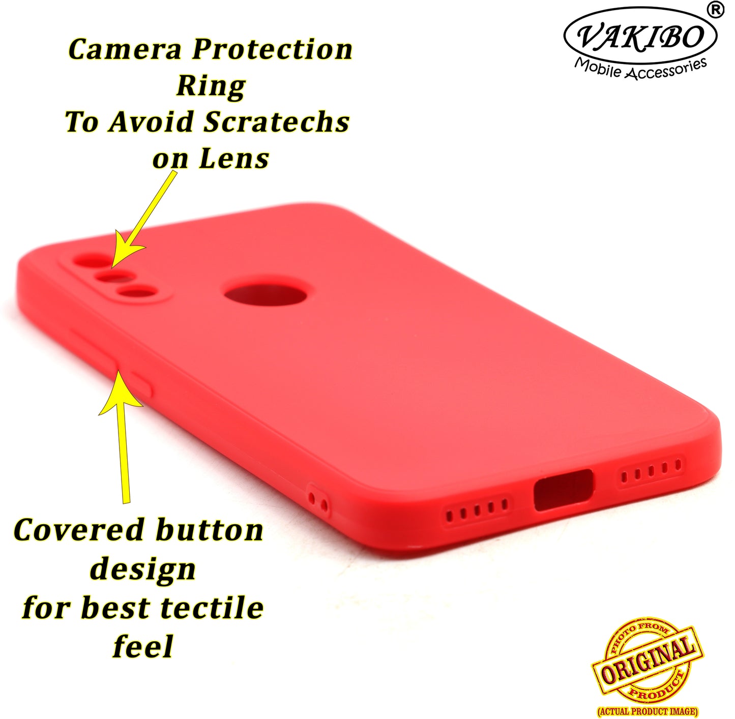 VAKIBO Red Coloured Back Cover Case Suitable for Mi Redmi Note 7 Pro