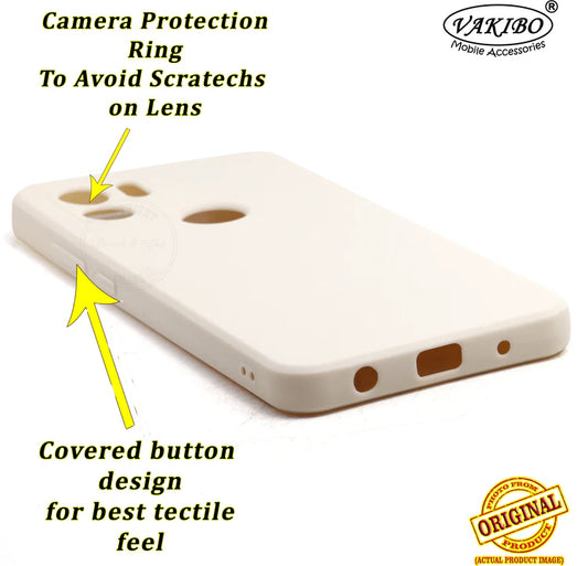 VAKIBO Matte 1.5 MM Thick With Camera Protection Cream White Coloured Soft TPU Rubber Back Cover Case Suitable for Mi Poco C51
