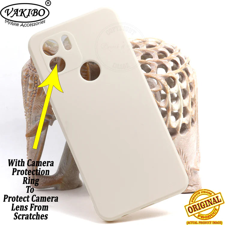 VAKIBO Matte 1.5 MM Thick With Camera Protection Cream White Coloured Soft TPU Rubber Back Cover Case Suitable for Mi Poco C51