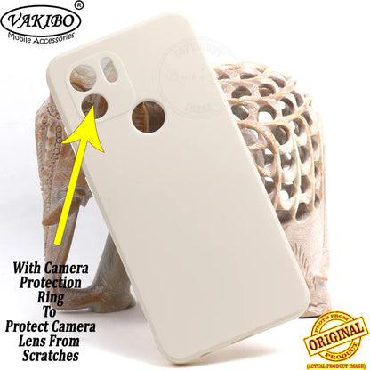 VAKIBO Matte 1.5 MM Thick With Camera Protection Cream White Coloured Soft TPU Rubber Back Cover Case Suitable for Mi Poco C51