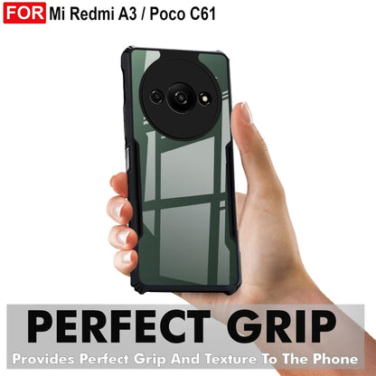 VAKIBO Best Selling Black and Transparent Back Cover Case Made With Soft TPU and Acrylic With 4 Corner and Camera Protection Suitable for Mi Redmi A3