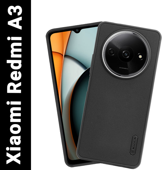 VAKIBO Niukin Dotted Design Black Coloured Soft TPU Rubber Back Cover Case With Camera Protection Ring Suitable for Mi Redmi A3