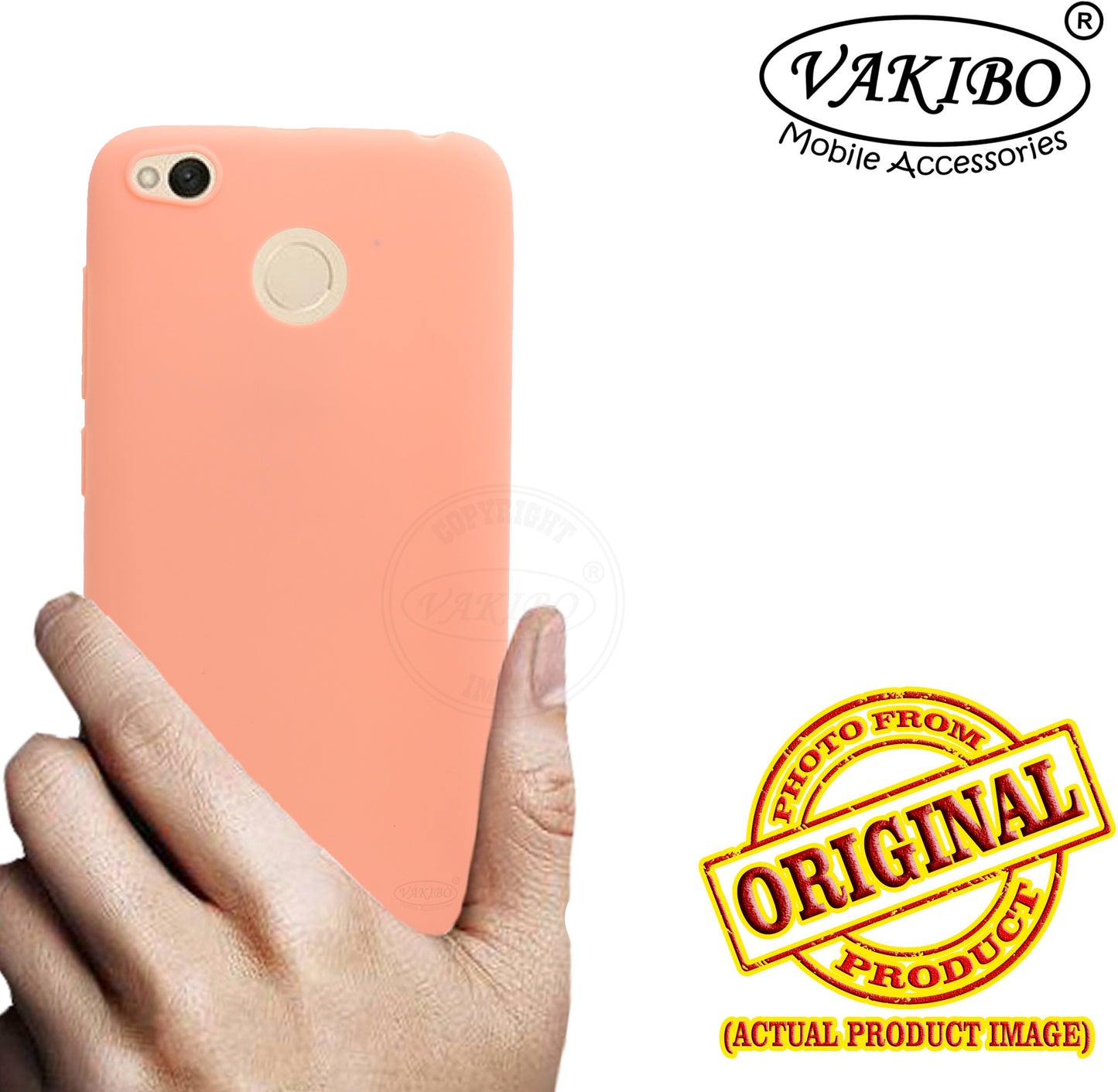 VAKIBO 1.2 MM Thick Peach Coloured Soft TPU Rubber Back Cover Case With Camera Protection Ring Suitable for MI Redmi 4