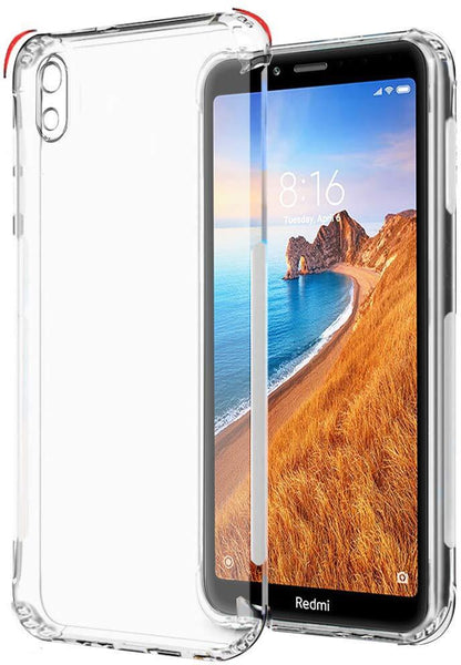 VAKIBO Super Premium Soft TPU Transparent Case With Dustplug,Side Grip,Corner Protection,lanyard Cuts,Camera Protection Suitable for MI Redmi 7A
