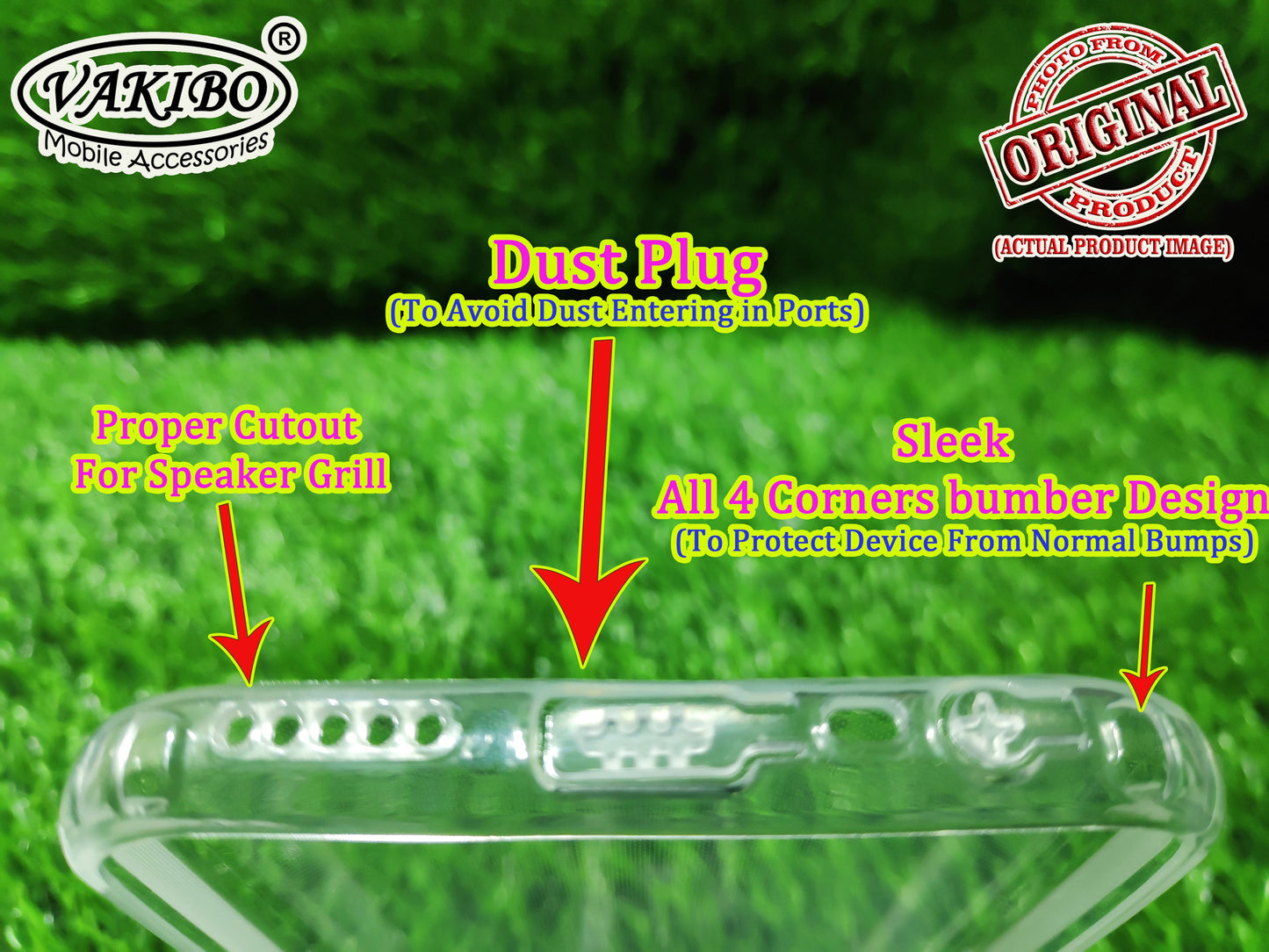 VAKIBO Super Premium Soft TPU Transparent Case With Dustplug,Side Grip,Corner Protection,lanyard Cuts,Camera Protection Suitable for MI Redmi 8