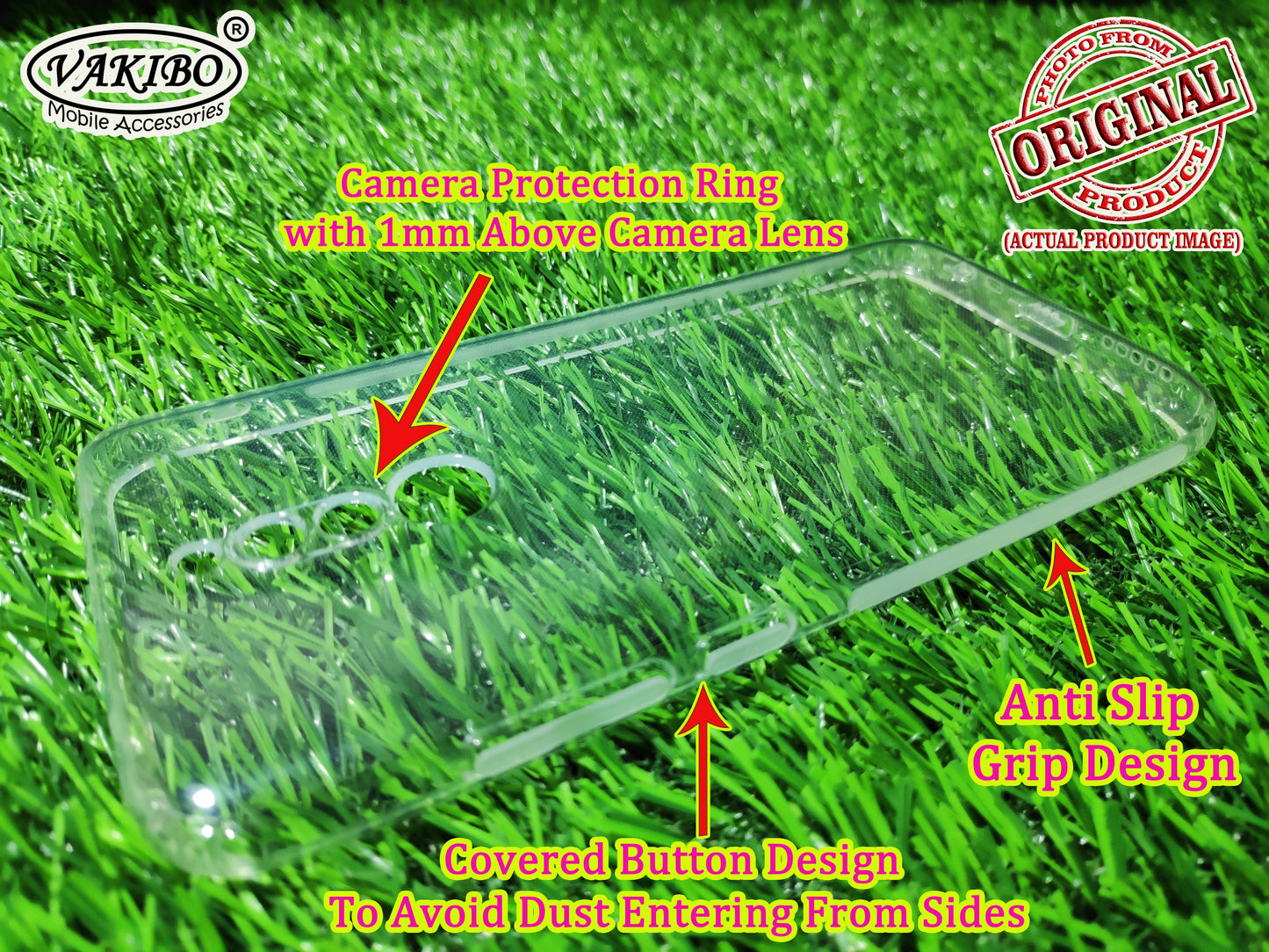 VAKIBO Super Premium Soft TPU Transparent Case With Dustplug,Side Grip,Corner Protection,lanyard Cuts,Camera Protection Suitable for MI Redmi 8