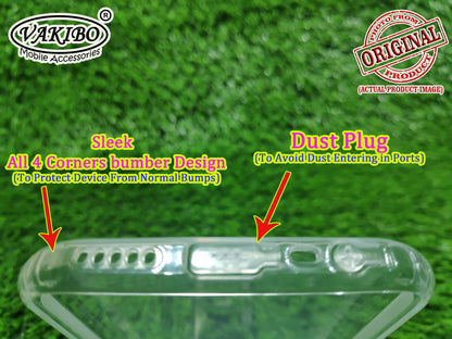 VAKIBO Super Premium Soft TPU Transparent Case With Dustplug,Side Grip,Corner Protection,lanyard Cuts,Camera Protection Suitable for MI Redmi 8A