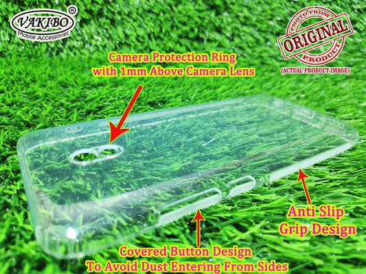 VAKIBO Super Premium Soft TPU Transparent Case With Dustplug,Side Grip,Corner Protection,lanyard Cuts,Camera Protection Suitable for MI Redmi 8A