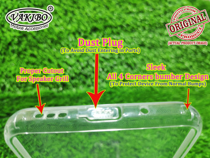 VAKIBO Super Premium Soft TPU Transparent Case With Dustplug,Side Grip,Corner Protection,lanyard Cuts,Camera Protection Suitable for Mi Redmi 10A