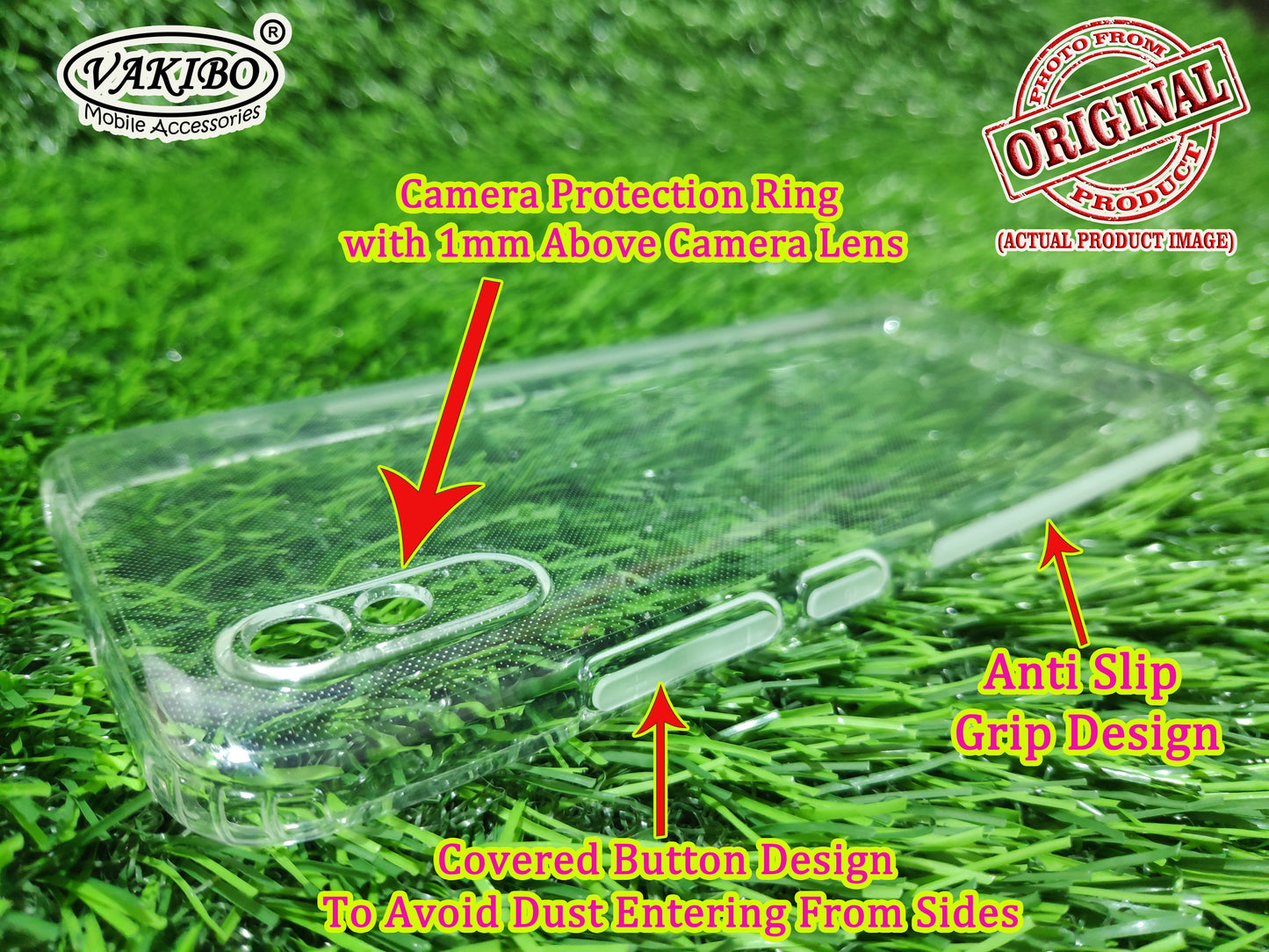 VAKIBO Super Premium Soft TPU Transparent Case With Dustplug,Side Grip,Corner Protection,lanyard Cuts,Camera Protection Suitable for Mi Redmi 9i SPORT