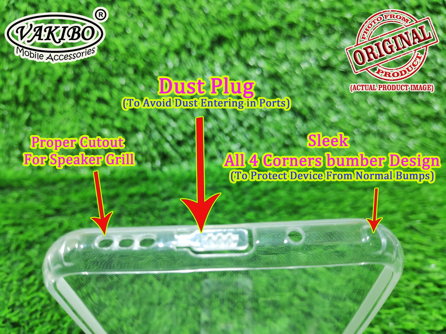 VAKIBO Super Premium Soft TPU Transparent Case With Dustplug,Side Grip,Corner Protection,lanyard Cuts,Camera Protection Suitable for Mi Redmi 9i SPORT