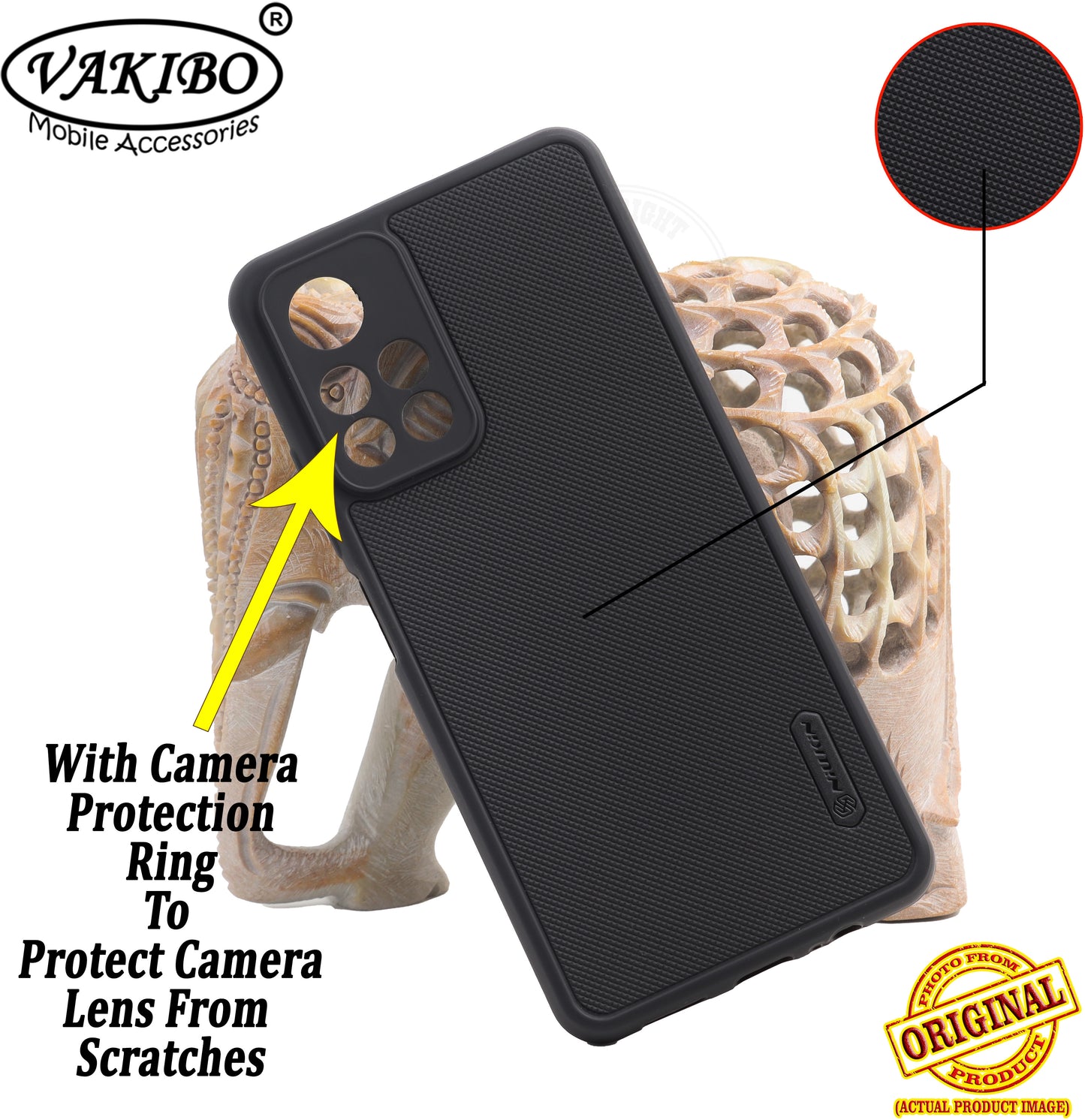 VAKIBO Niukin Dotted Design Black Coloured Soft TPU Rubber Back Cover Case With Camera Protection Ring Suitable for Mi Redmi Note 11T