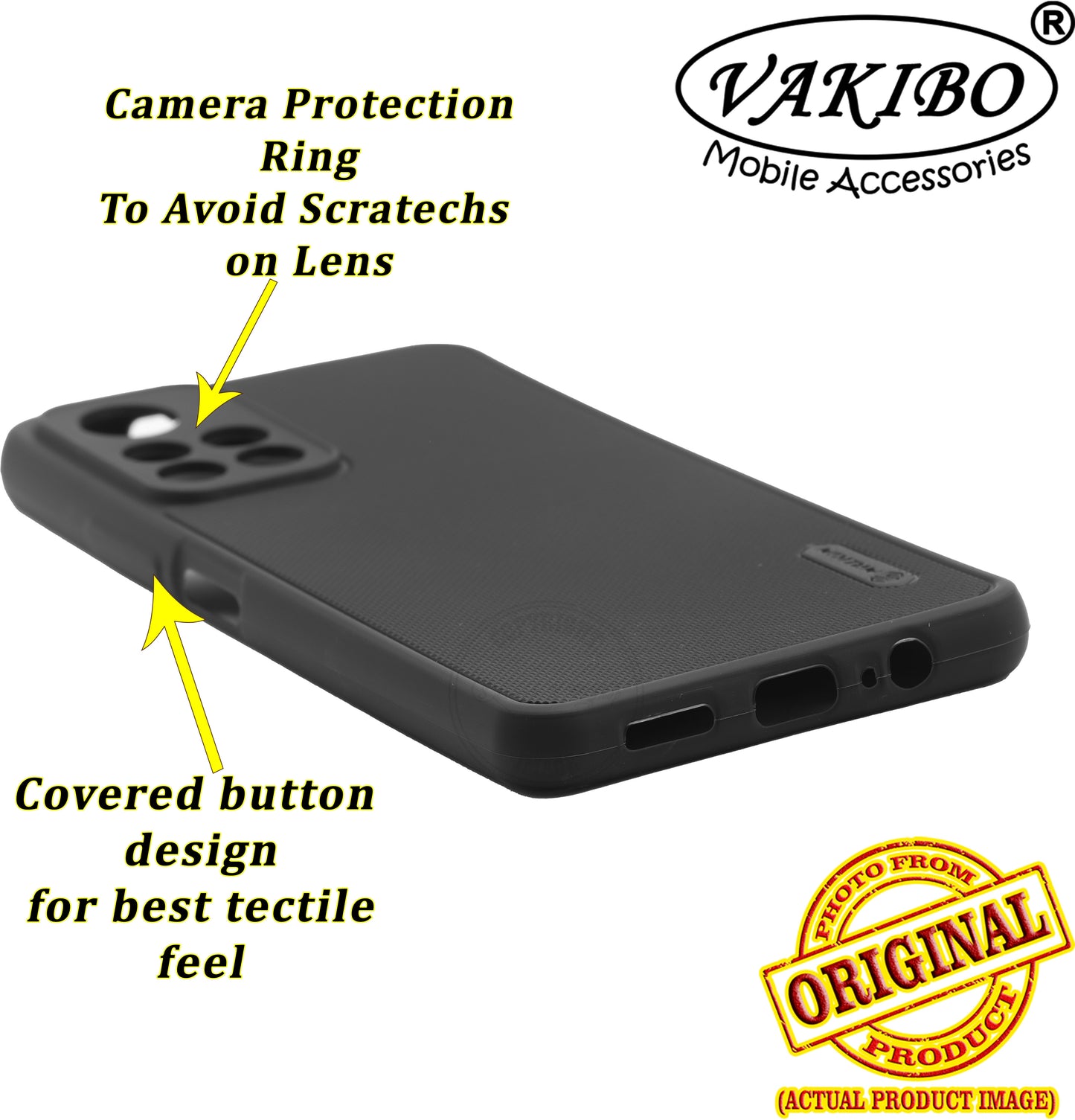 VAKIBO Niukin Dotted Design Black Coloured Soft TPU Rubber Back Cover Case With Camera Protection Ring Suitable for Mi Redmi Note 11T