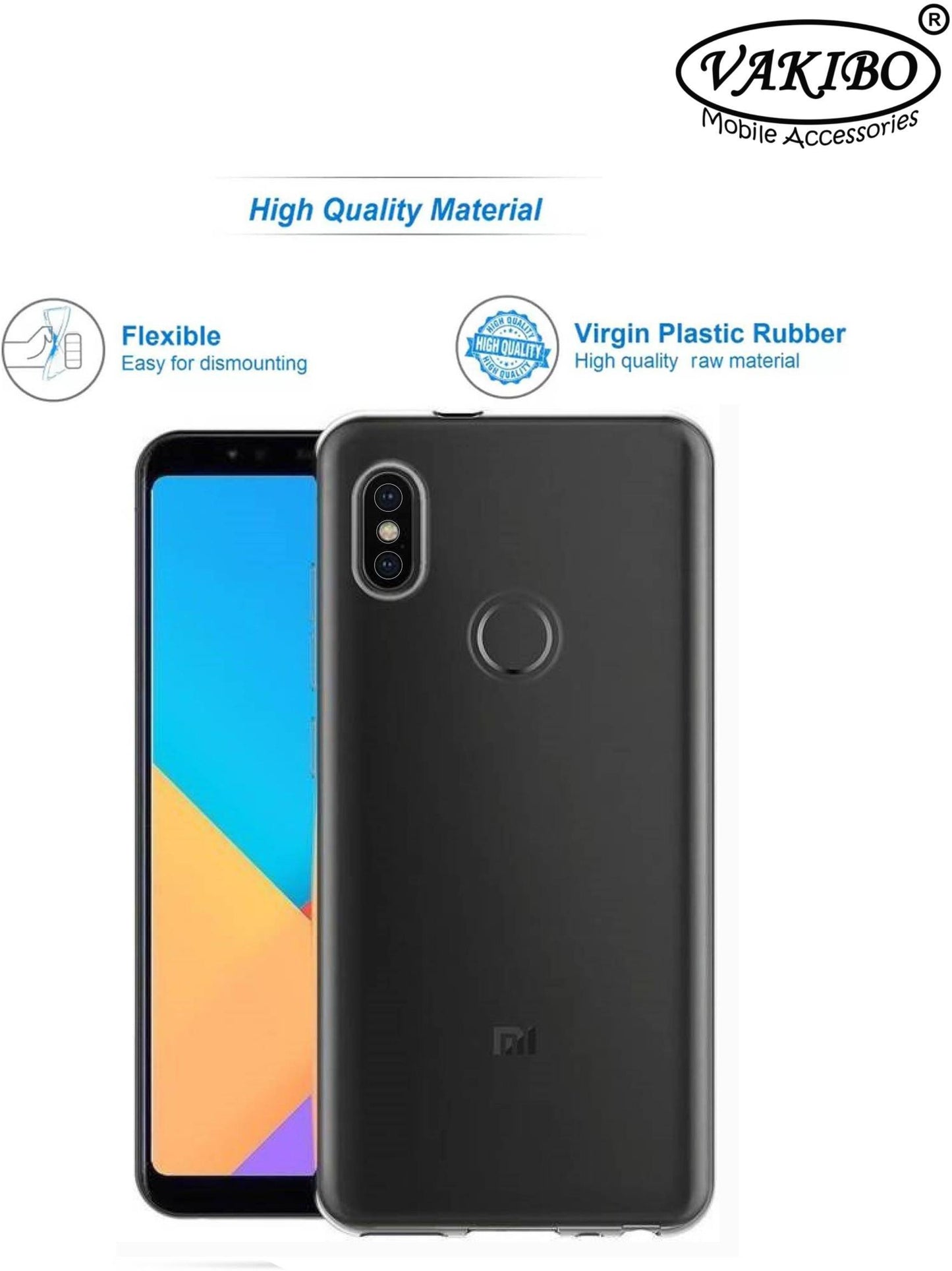 VAKIBO Super Premium Soft TPU Transparent Case With Dustplug,Side Grip,Corner Protection,lanyard Cuts,Camera Protection Suitable for Mi Redmi Note 6 Pro