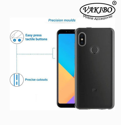 VAKIBO Super Premium Soft TPU Transparent Case With Dustplug,Side Grip,Corner Protection,lanyard Cuts,Camera Protection Suitable for Mi Redmi Note 6 Pro