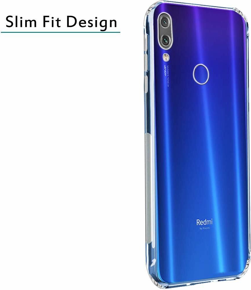 VAKIBO Super Premium Soft TPU Transparent Case With Dustplug,Side Grip,Corner Protection,lanyard Cuts,Camera Protection Suitable for Mi Redmi Note 7