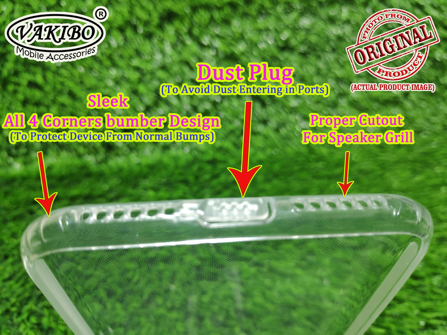 VAKIBO Super Premium Soft TPU Transparent Case With Dustplug,Side Grip,Corner Protection,lanyard Cuts,Camera Protection Suitable for Mi Redmi Y2