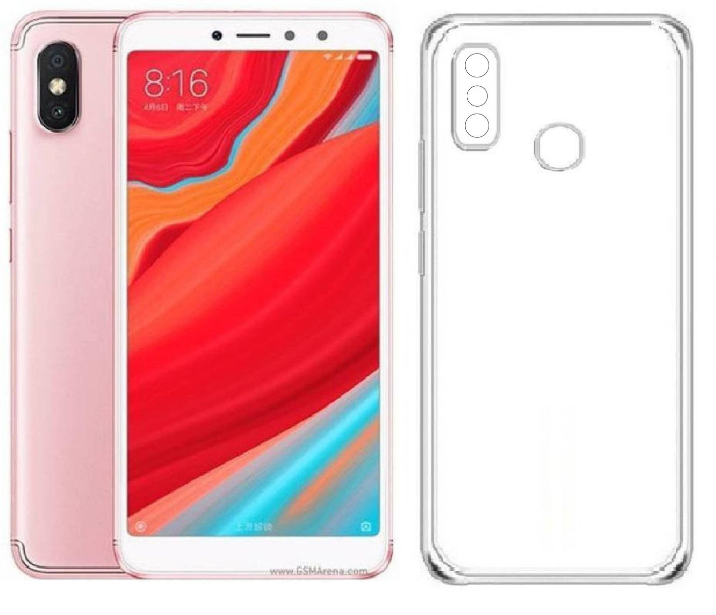 VAKIBO Super Premium Soft TPU Transparent Case With Dustplug,Side Grip,Corner Protection,lanyard Cuts,Camera Protection Suitable for Mi Redmi Y2