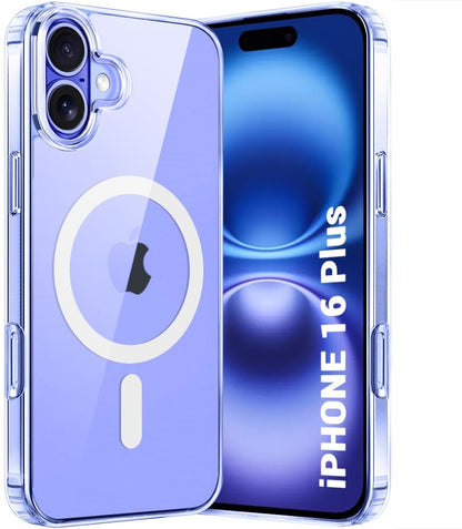 VAKIBO Megnatic Magsafe Transparent Soft with Hard back Back Cover Case With Camera Protection Ring Suitable for Apple iPhone 16 Plus