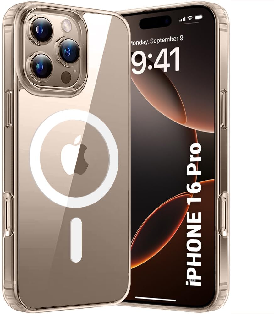 VAKIBO Megnatic Magsafe Transparent Soft with Hard back Back Cover Case With Camera Protection Ring Suitable for Apple iPhone 16 Pro