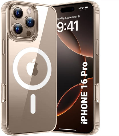 VAKIBO Megnatic Magsafe Transparent Soft with Hard back Back Cover Case With Camera Protection Ring Suitable for Apple iPhone 16 Pro