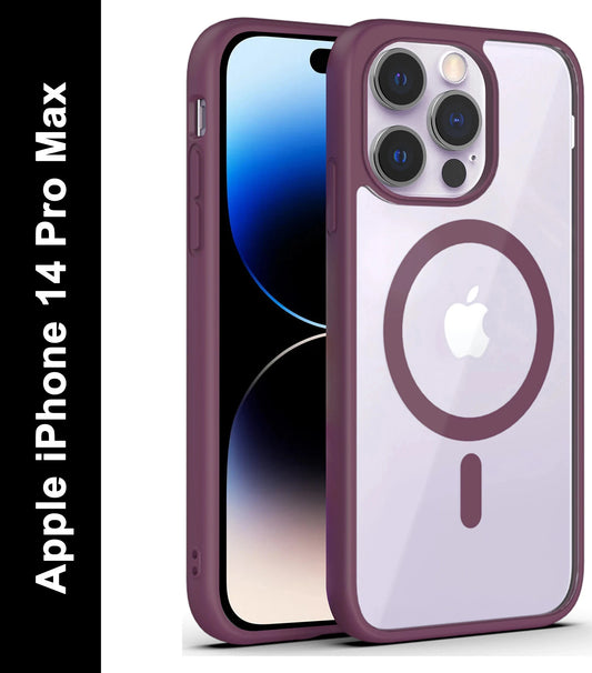 VAKIBO Megnatic Magsafe Maroon Coloured Soft with Hard back Back Cover Case With Camera Protection Ring Suitable for iPhone 14 Pro Max