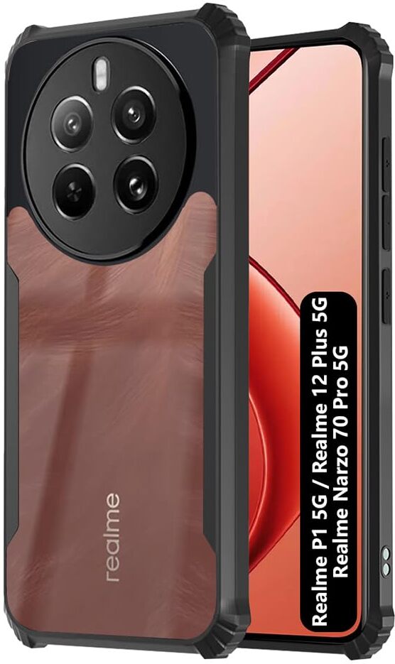 VAKIBO Super Premium Black Border Transparent Case With Corner Protection & Camera Protection Suitable for Realme 12 Plus 5G